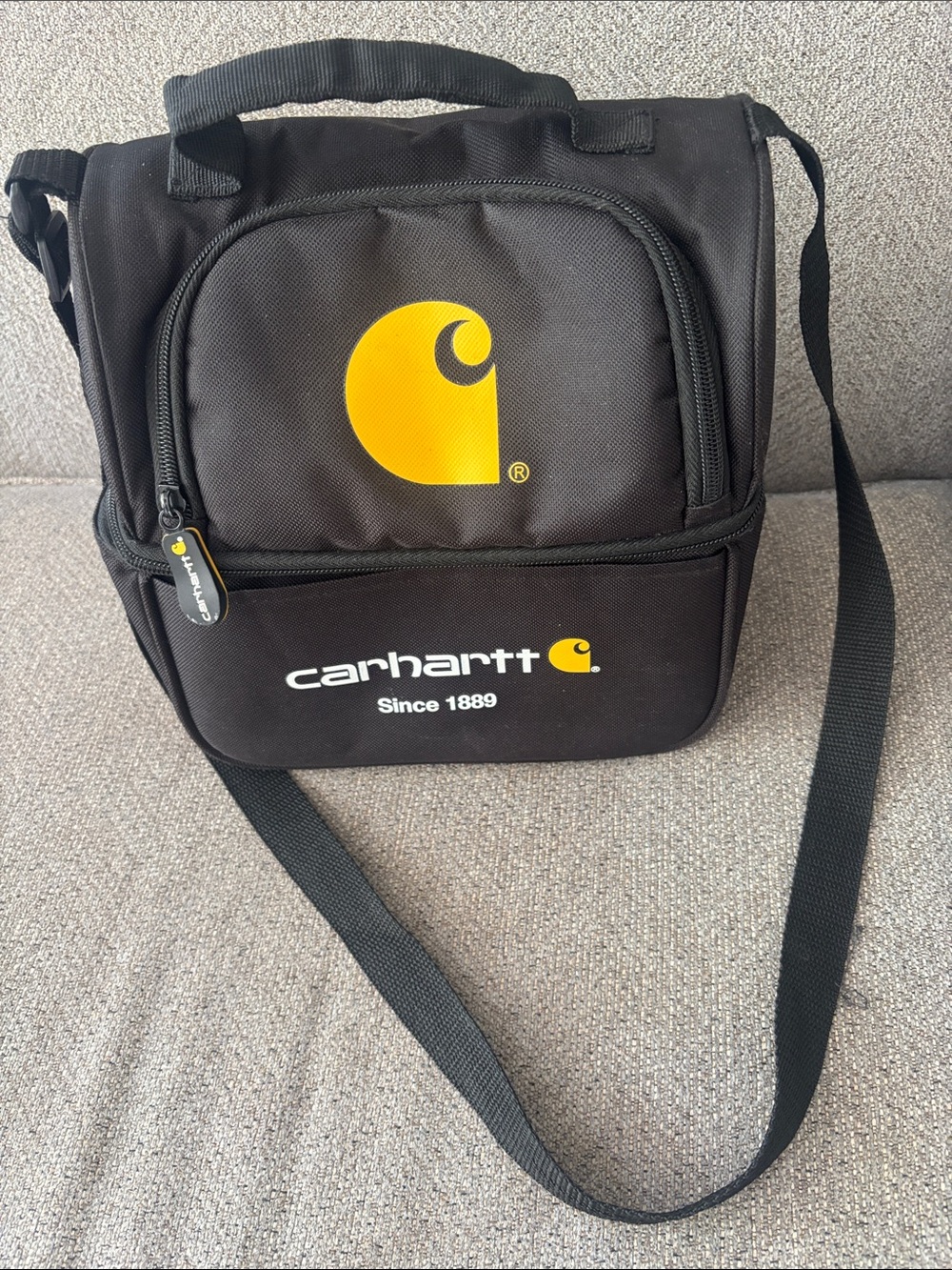 Carhartt Black Messenger Bag with Yellow Logo